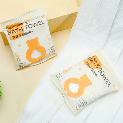Extra Large Disposable Compressed Bath Towel (70x140cm) – Cute Spring Bear Design – Portable Travel Shower Sheet (Wholesale)